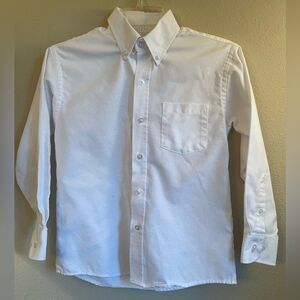 A+ Boys dress shirt button down button collar size 12 white cotton